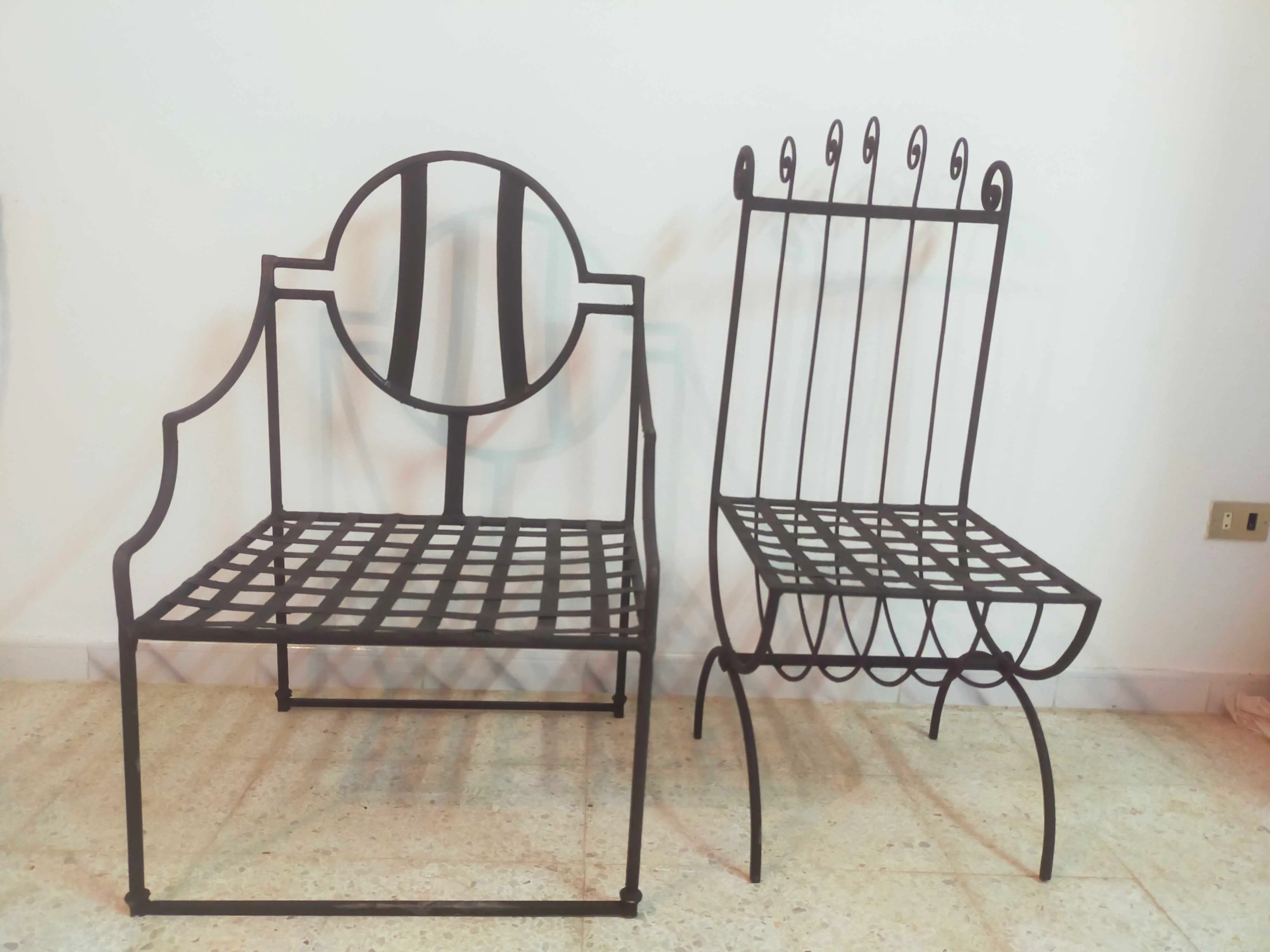  2 chaise en forgé 