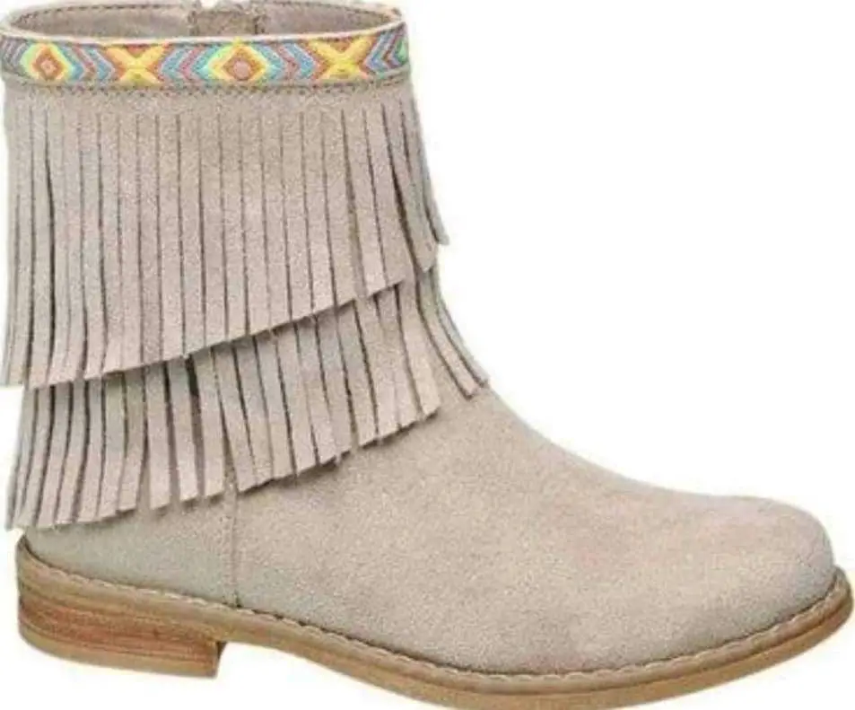  Belles bottines Graceland en cuir fin suédé beige qui s'inspire des motifs ethniques. 