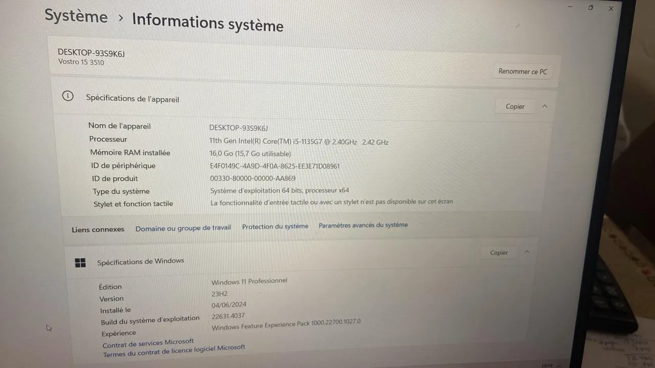  Ordinateur portable Dell Vostro rarement utilisé 15 3510 - i5 11e Gen - 16Go RAM - 512Go SSD à Tunis - Photo 2