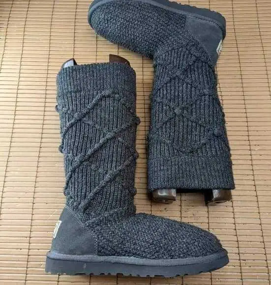  Bottes chaussettes UGGs authentiques Australia 5879 Classic Argyle Knit Sweater Tall Boots Grises à Tunis - Photo 3