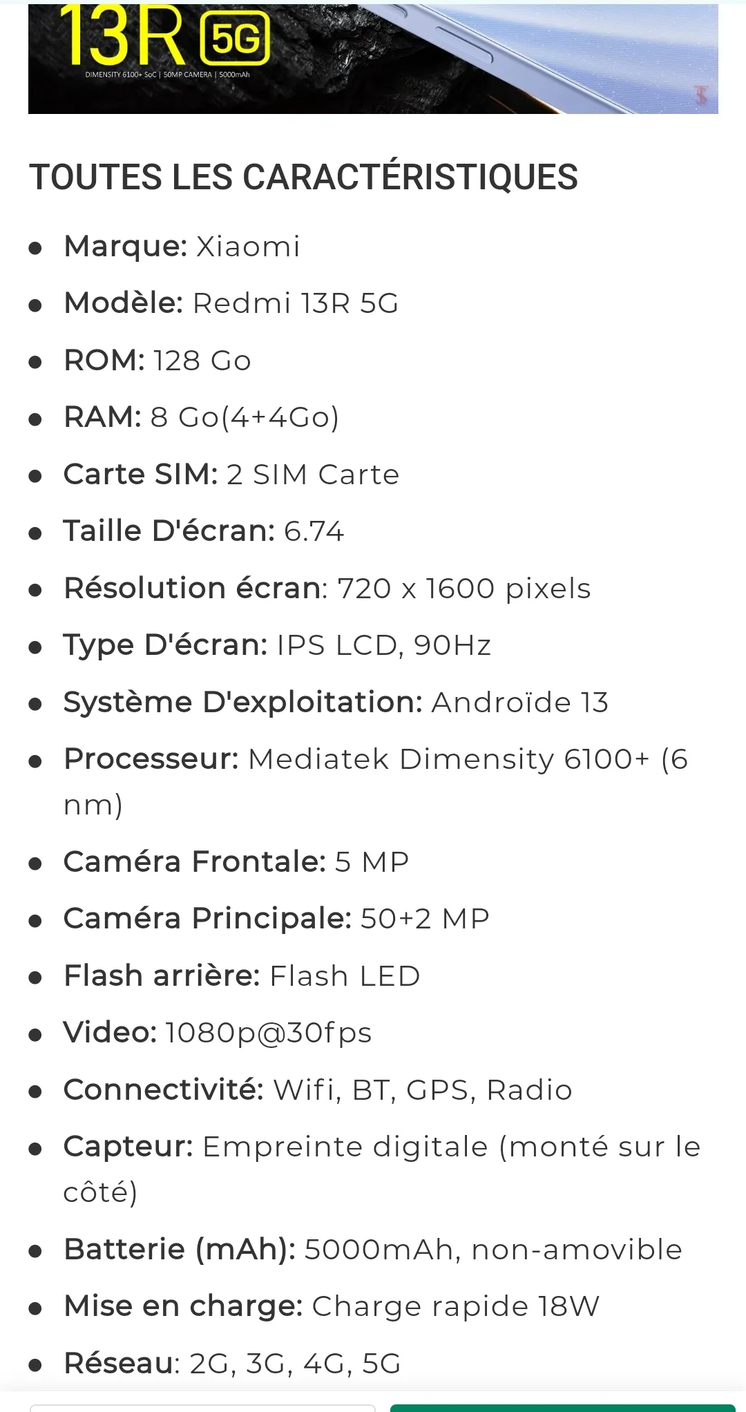  ????Redmi 13R 5G 4/128 Cacheté validé ✅ à Tunis - Photo 2