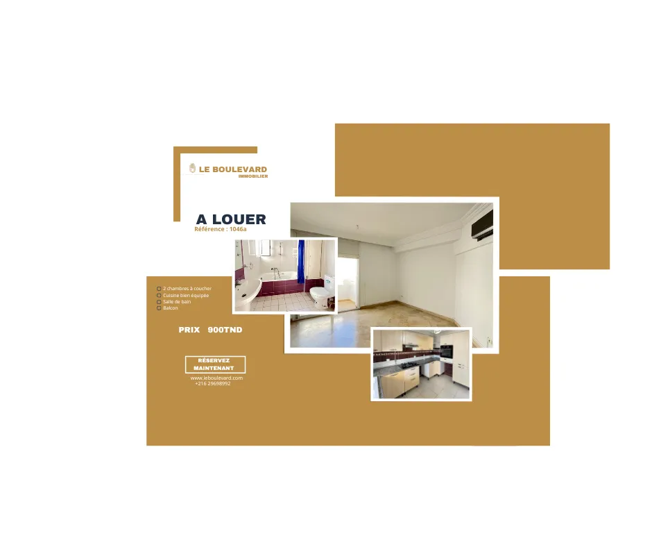 À LOUER : Un appartement S+1 situé à La Nouvelle Soukra 