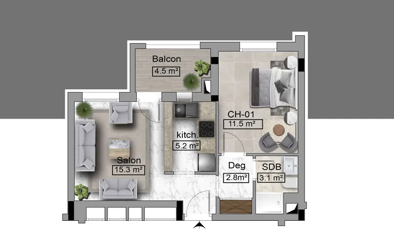  A vendre Appartement S+1 à AFH mrezga , Cité El Wafa à Nabeul - Photo 2