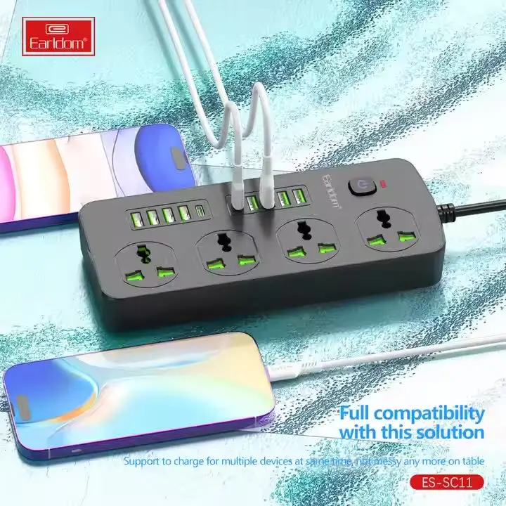  EARLDOM MULTIPRISE SC11 4.1A - 4 Ports - 8 USB - 2 USB C Fast Charging - Anti shock à Manouba - Photo 2