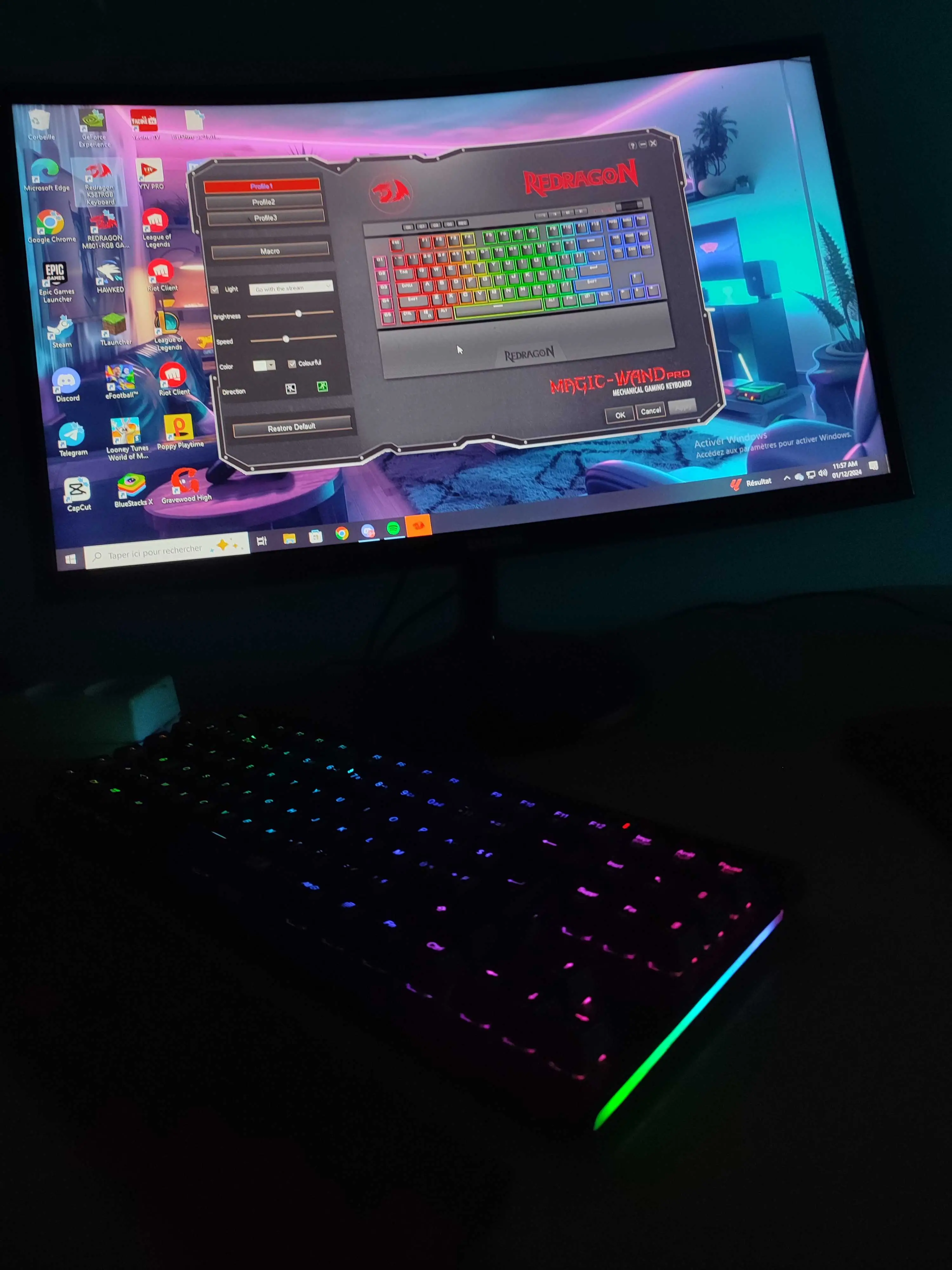  Clavier mécanique gamer ,souris gamer et manette play 3 à vendre à Tunis - Photo 2