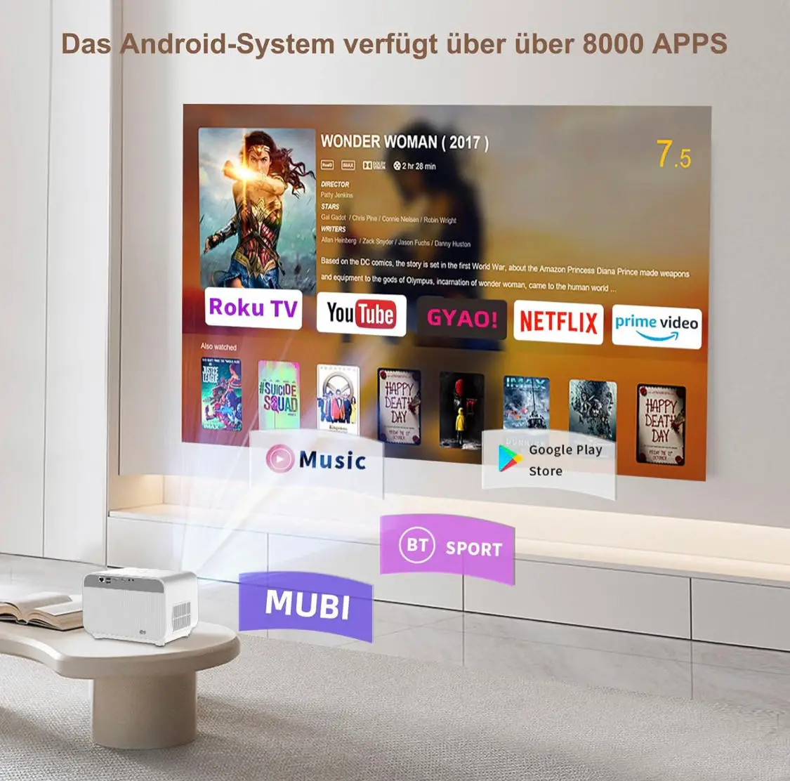  Vidéo projecteur 4K, 700ANSI, 2.4G + 5G Wifi autofocus, andoid netflix, cacheté, facture et garantie à Tunis - Photo 2