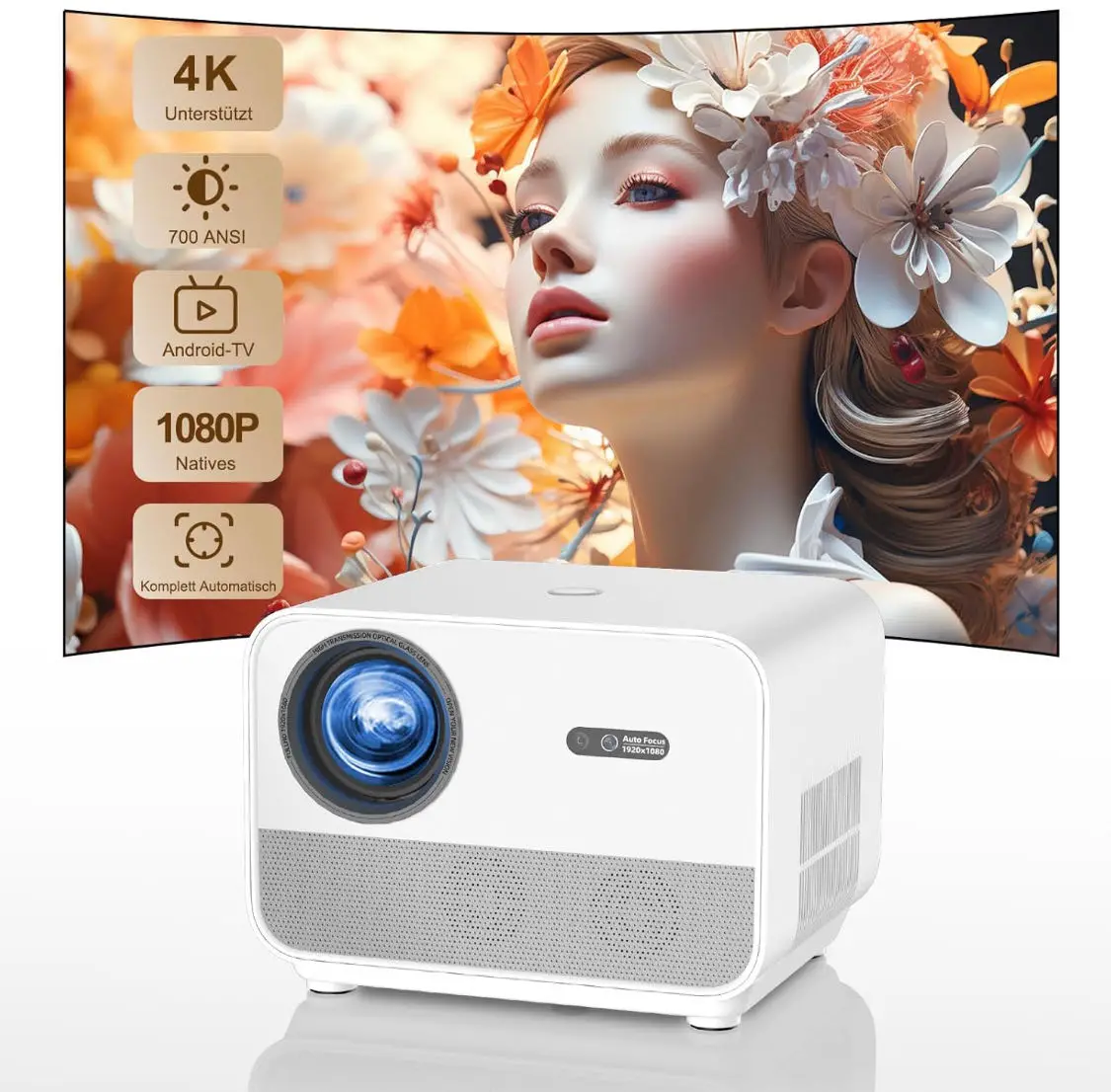  Vidéo projecteur 4K, 700ANSI, 2.4G + 5G Wifi autofocus, andoid netflix, cacheté, facture et garantie 