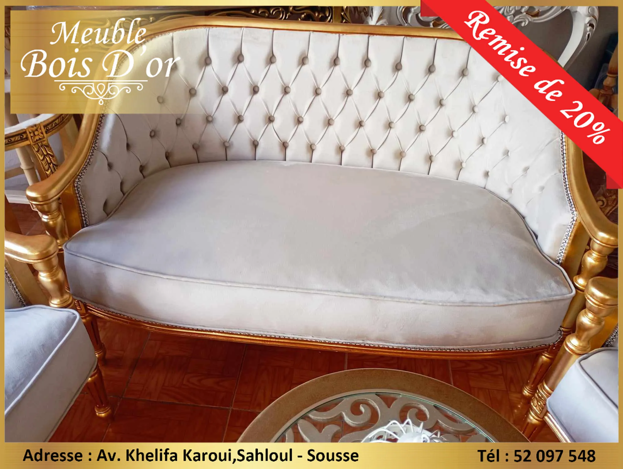  Petit Salon Bateau Bois Blenz en feuilles D'or en PROMOTION. à sousse - Photo 3
