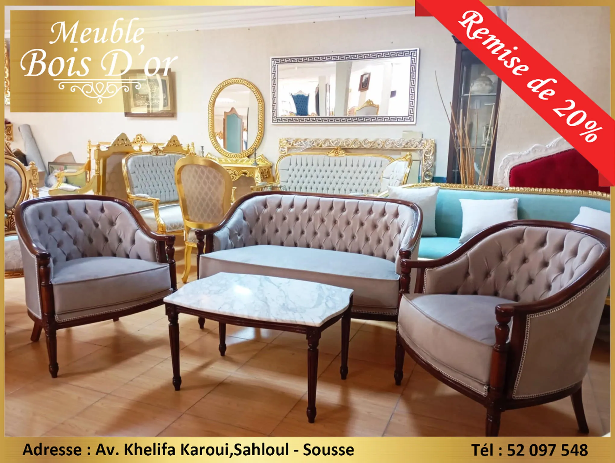  Petit Salon Bateau Bois Blenz en PROMOTION. à sousse - Photo 3
