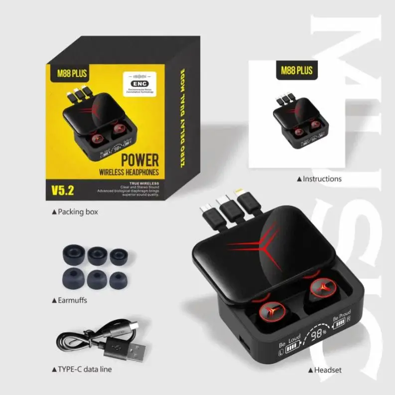  Écouteurs sans fil M88 Plus Avec Power Bank - 3 Cables - Au Meilleur Prix en Tunisie à Manouba - Photo 2