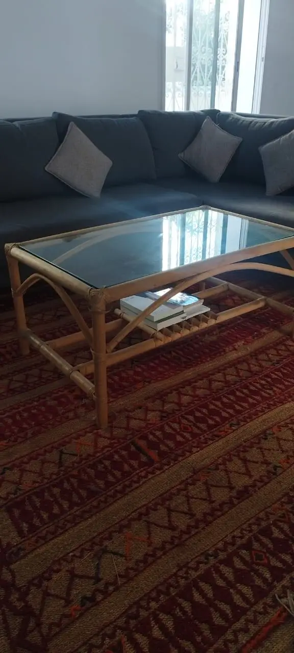  Table basse osier et verre à Tunis - Photo 2