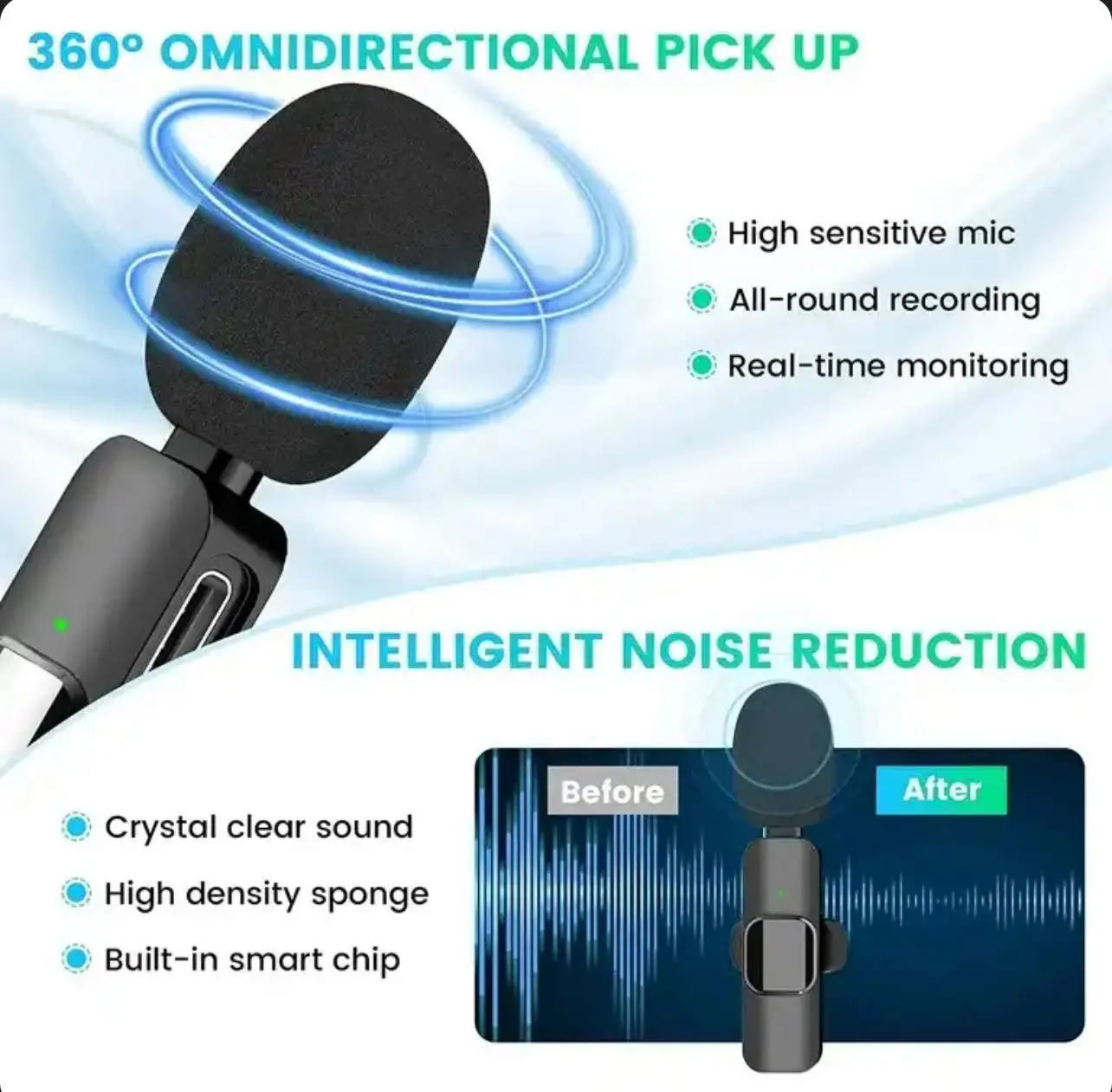  Mini microphone sans fil K8 2en1 pour Android et IOS - Au Meilleur Prix en Tunisie à Manouba - Photo 3