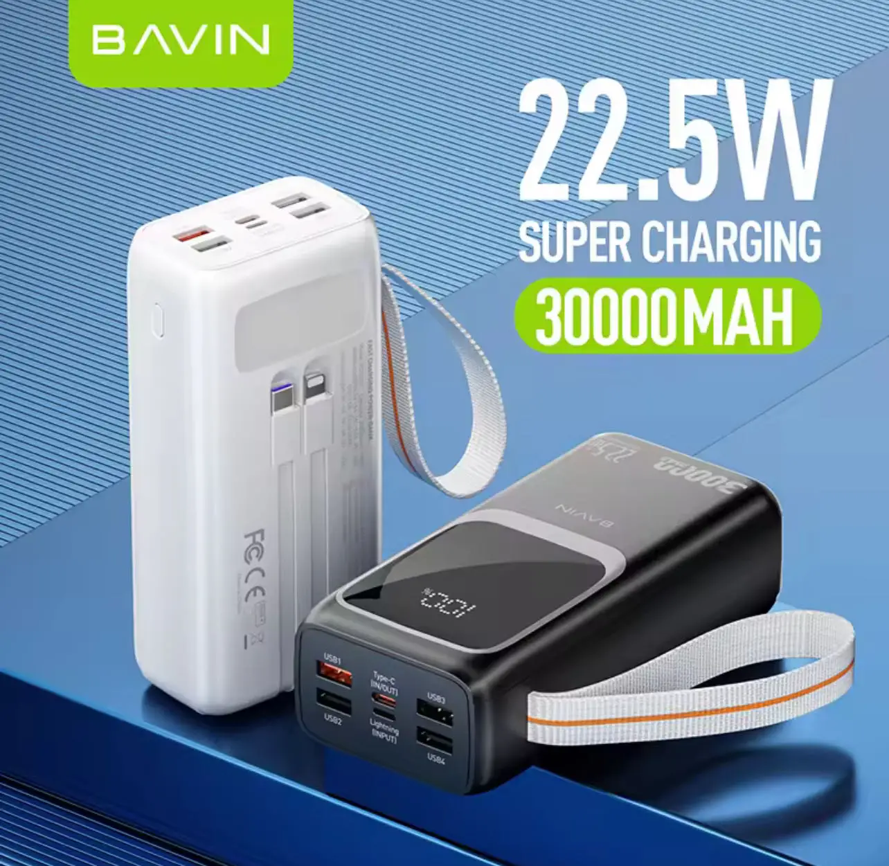  Bavin Power Bank 30000Mah 22.5W Fast Charge - avec Cables - Au Meilleur Prix en Tunisie à Manouba - Photo 3