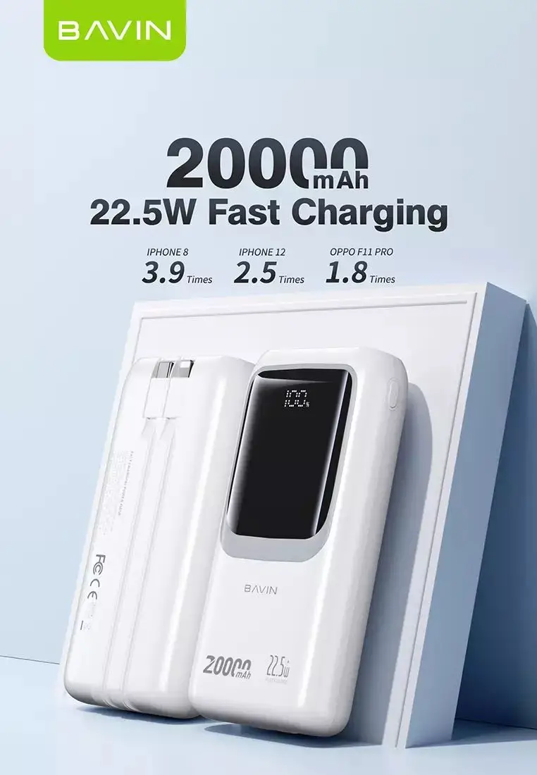  BAVIN PC1030 22.5W Fast Charging 20000mAh Built-in Cable Power Bank Fast For iPh / Type-C - Tunis à Manouba - Photo 3