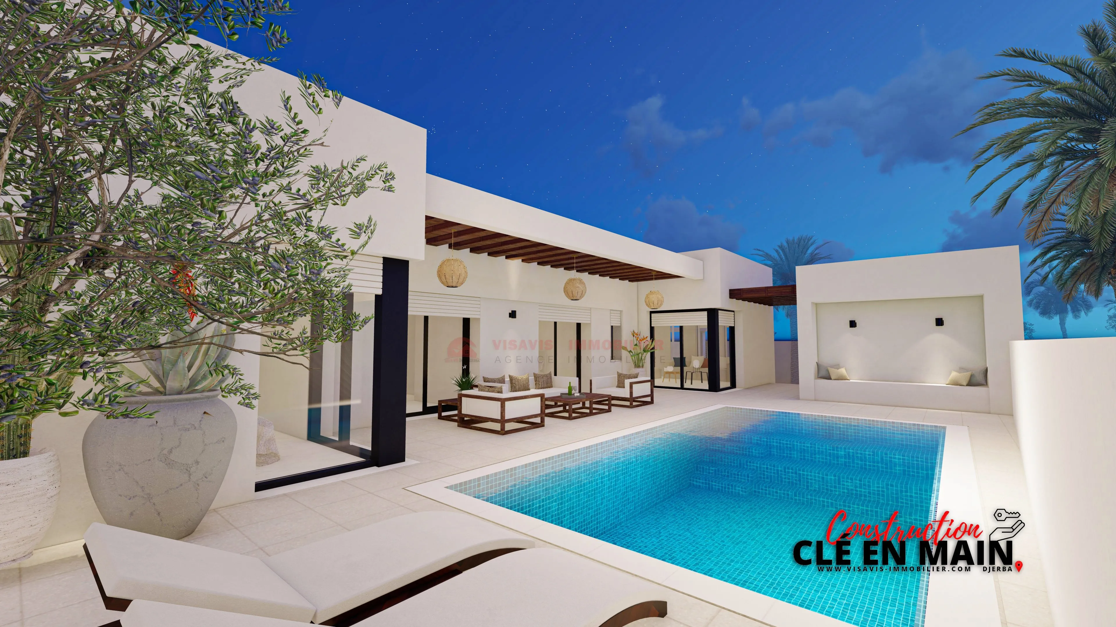 VILLA EN U ET PISCINE PRIVÉE À HOUMT SOUK DJERBA - RÉF P653 à Medenine - Photo 1