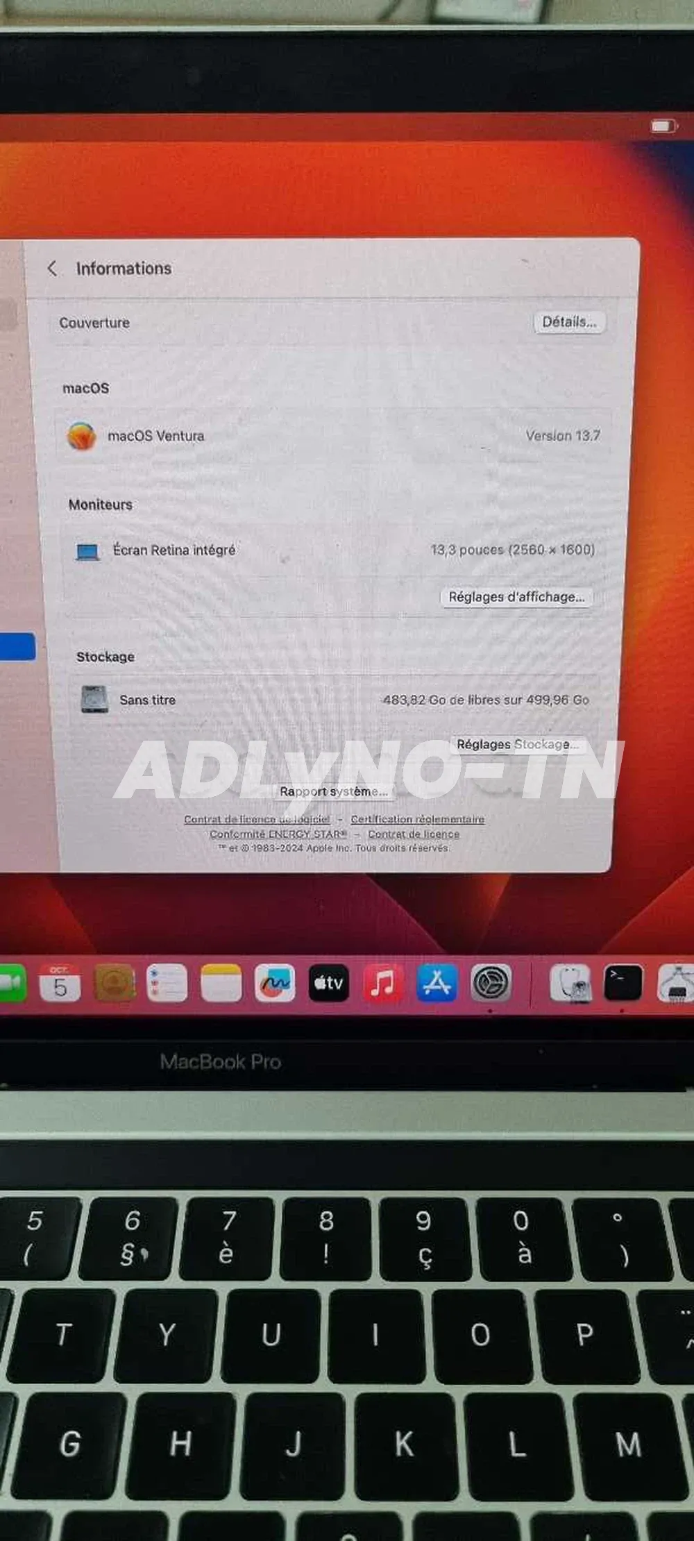 Macbook pro 13" 2017 I7 16G 512 GO à Tunis - Photo 3