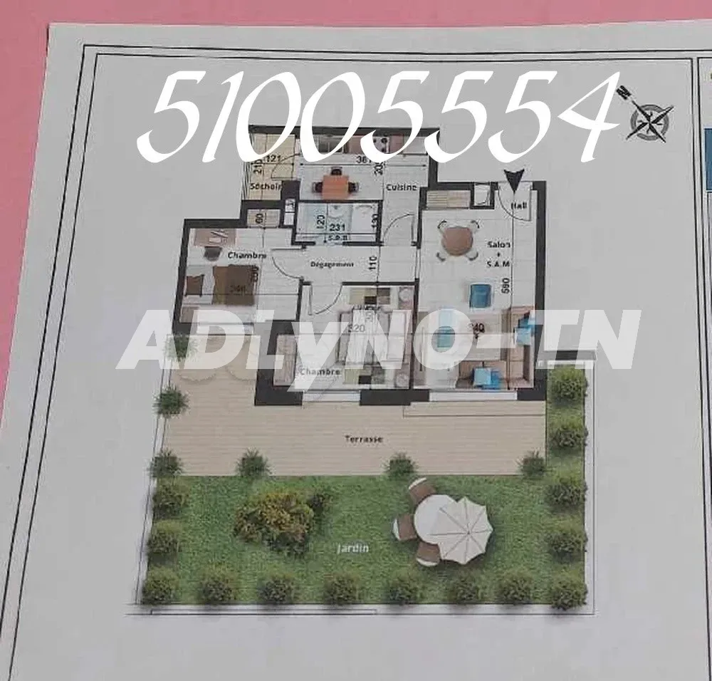  VILLA AVEC PISCINE - DJERBA ZA - TITRE BLEU - RÉF V684 