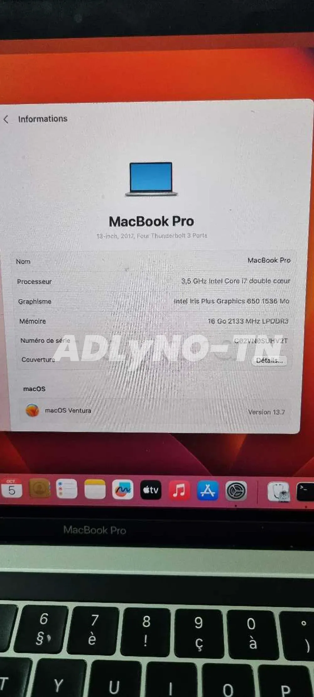 Macbook pro 13" 2017 I7 16G 512 GO à Tunis - Photo 2