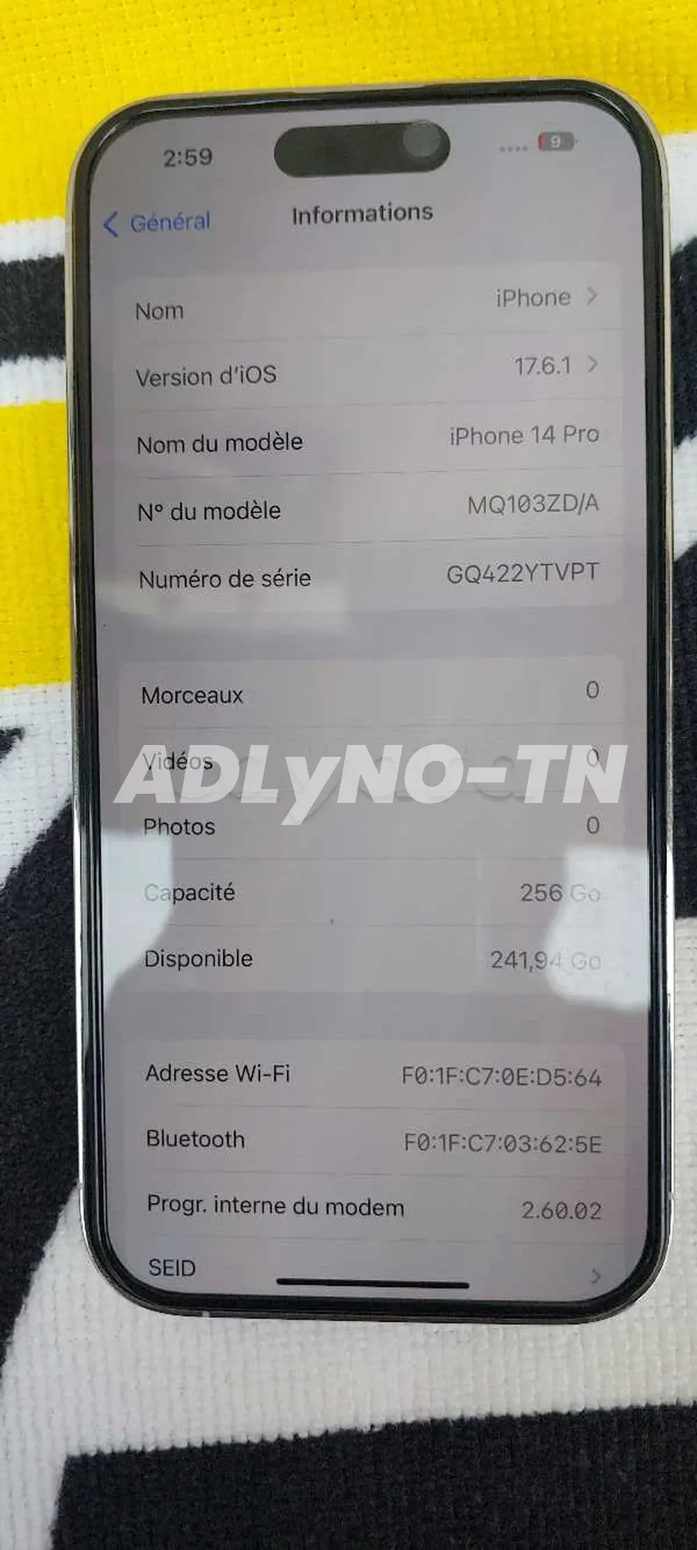 iphone 14 pro 256gb neuf batterie 90 à Tunis - Photo 2