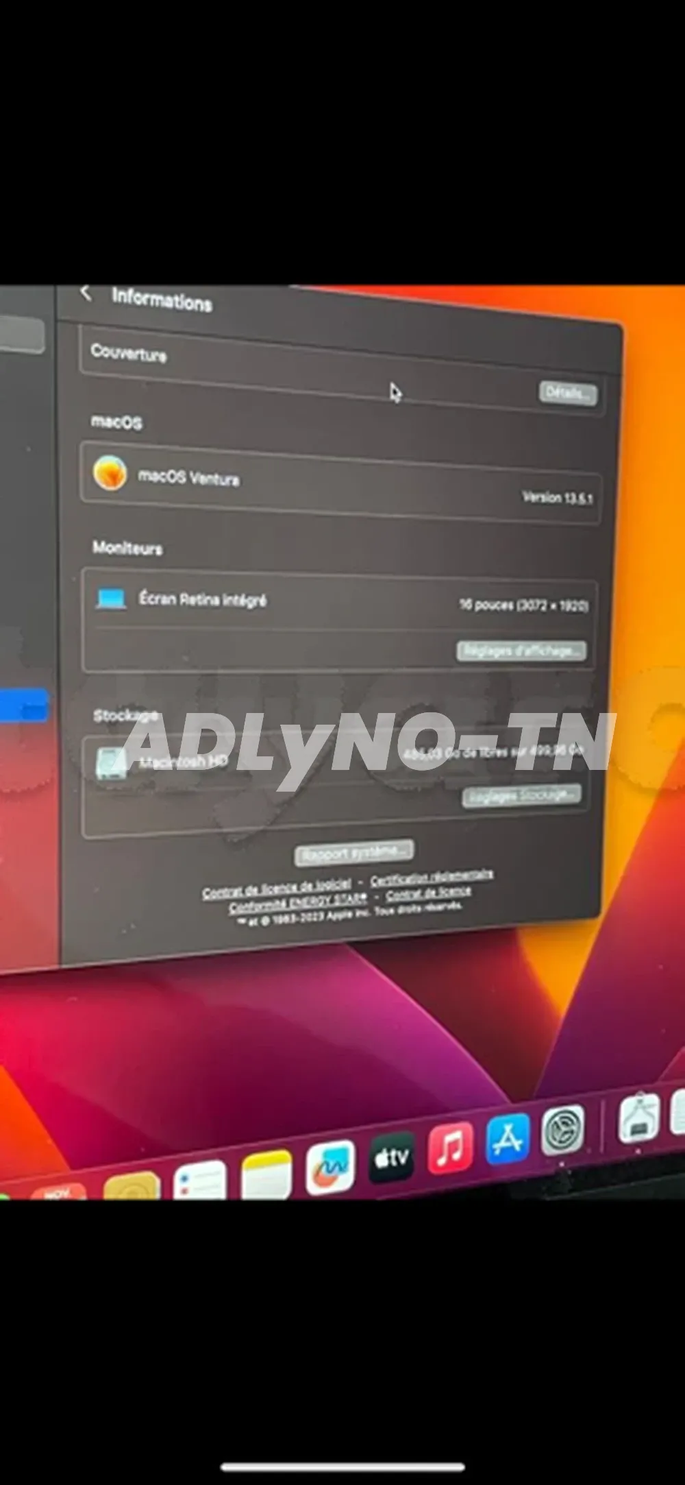 MacBook Pro 2019 512g SSD 16g ram 16 pouces écran état neuf aucun défaut tt en marche 10/10 avec le chargeur et facture prix 3100dt tel 20172643 à Tunis - Photo 4