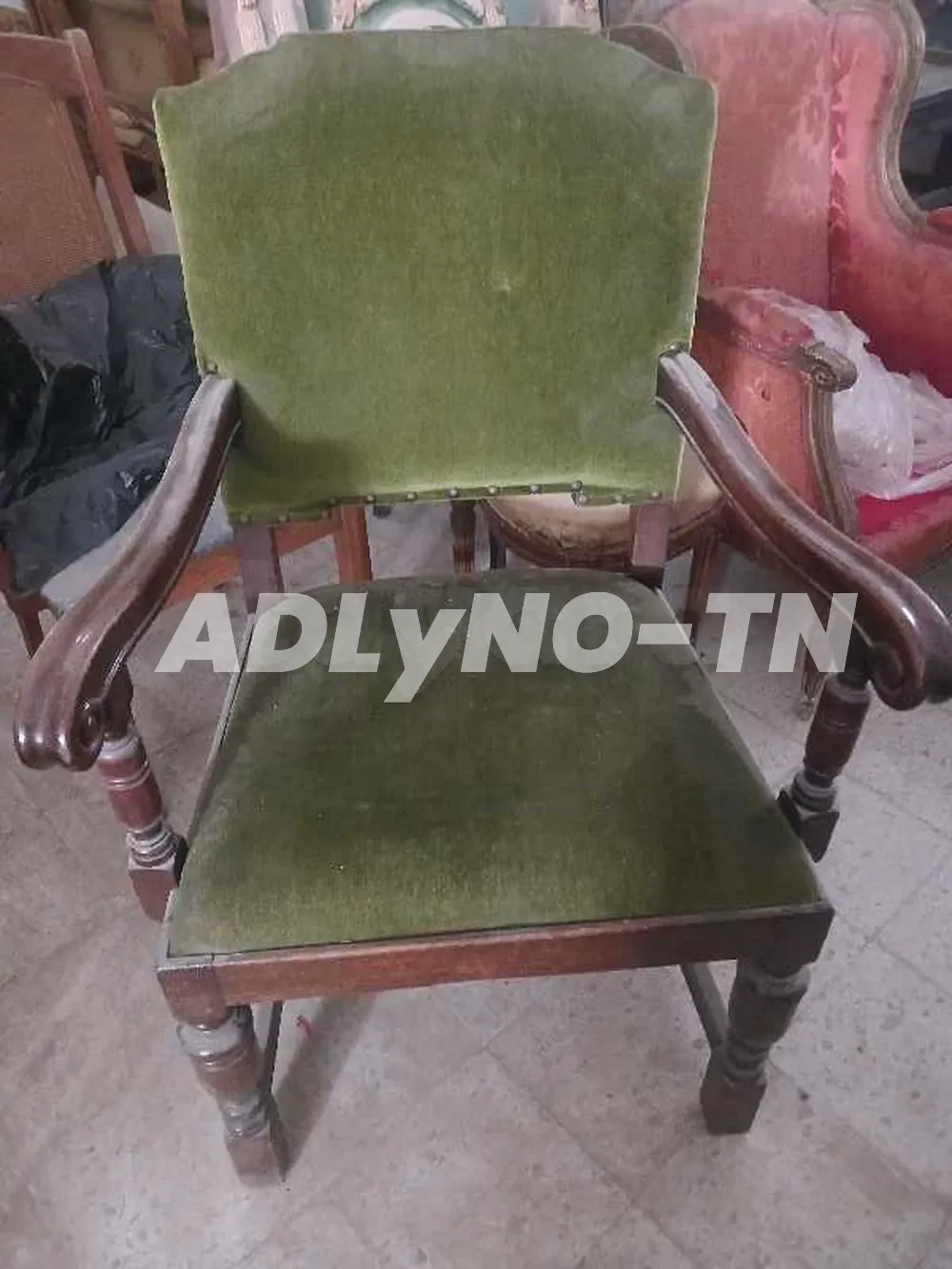 Paire de fauteuil bois massif et velour à Ariana - Photo 1