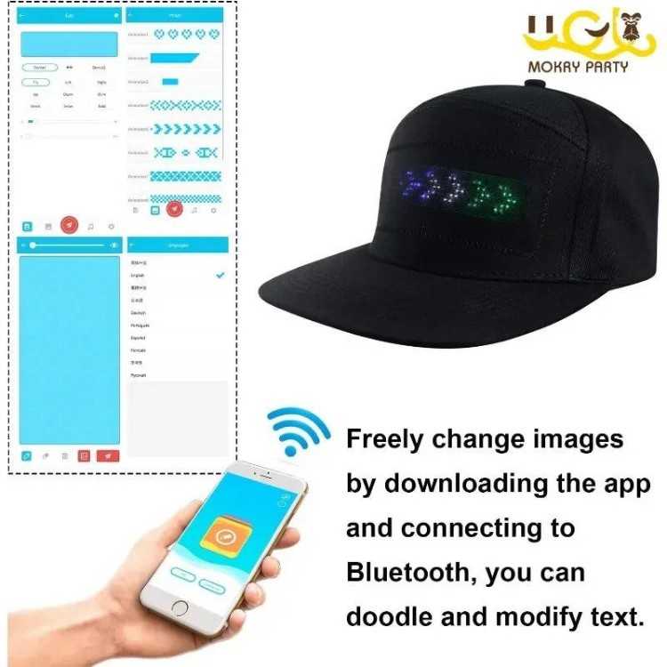 Casquette LED Programmable avec Contrôle via Appli