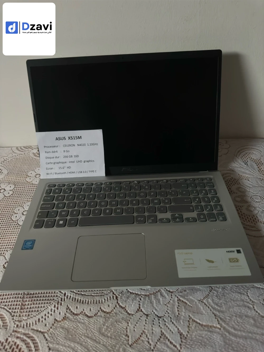 ASUS X515M ✅État 10/10 NEUF ???? ✅ système d’exploitation : Windows 10 famille ✅ processeur : Intel (R) Celeron (R) N4020 CPU @ 1.10GHz 1101 MHz , 2 cœur (S) , 2 processeur (S) logique (s) ✅ Ram ddr4 : 8 Go ✅ Disque dur : 256 GB SSD ✅ Carte graphique : In