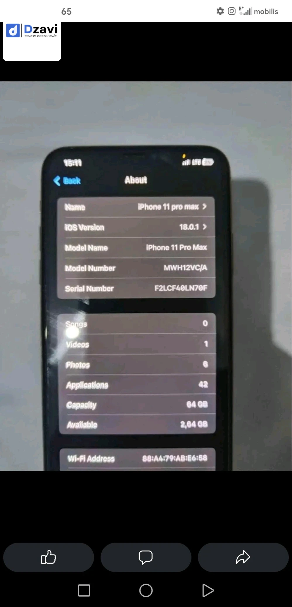 IPhone 11 pro max 64gb 88% Libirie officiel Koulesh d'origine Koulesh active Canadien