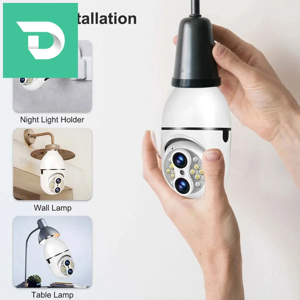 Caméra de Sécurité Ampoule à Double Objectif Suivi Automatique – كاميرة مراقبة بميزة التتبع الذاتي 