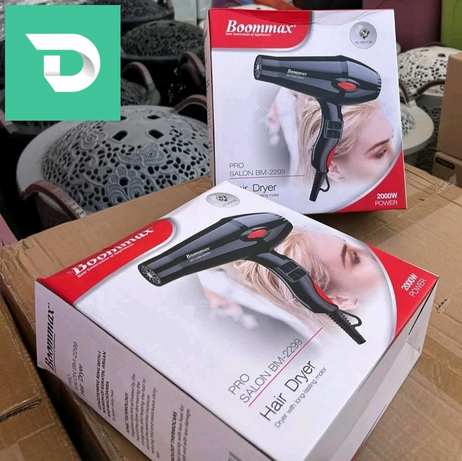 مجفف شعر من ماركة Boommax، موديل PRO SALON BM-2299، بقوة 2000 واط. 