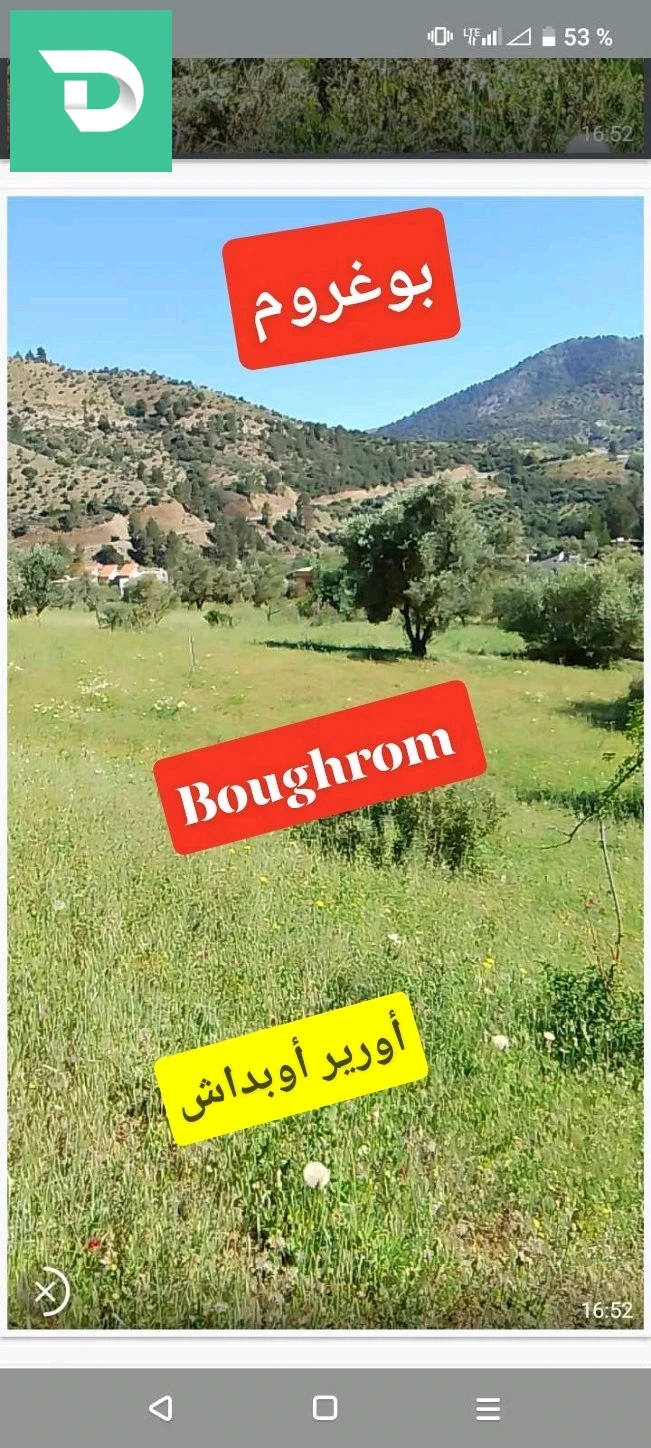 a vendre terrain 40 x 32 mètre (1200 M2 ) située a Boughrom béni ouerthilen.. terrain de construction ou agricole.. électricité gaz..0552528436 