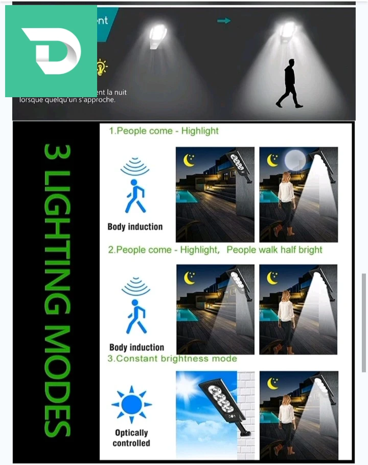 Lampadaire solaire étanche IP67 avec télécommande – مصباح خارجي 