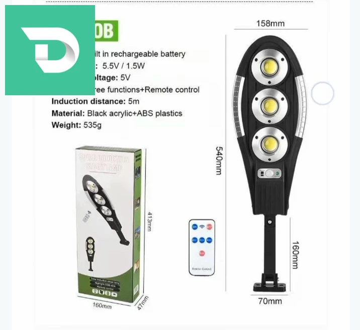 Lampadaire solaire étanche IP67 avec télécommande – مصباح خارجي 