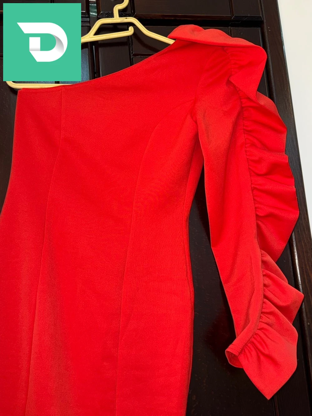 robe midi rouge orangé taille 36/38 made in uk 