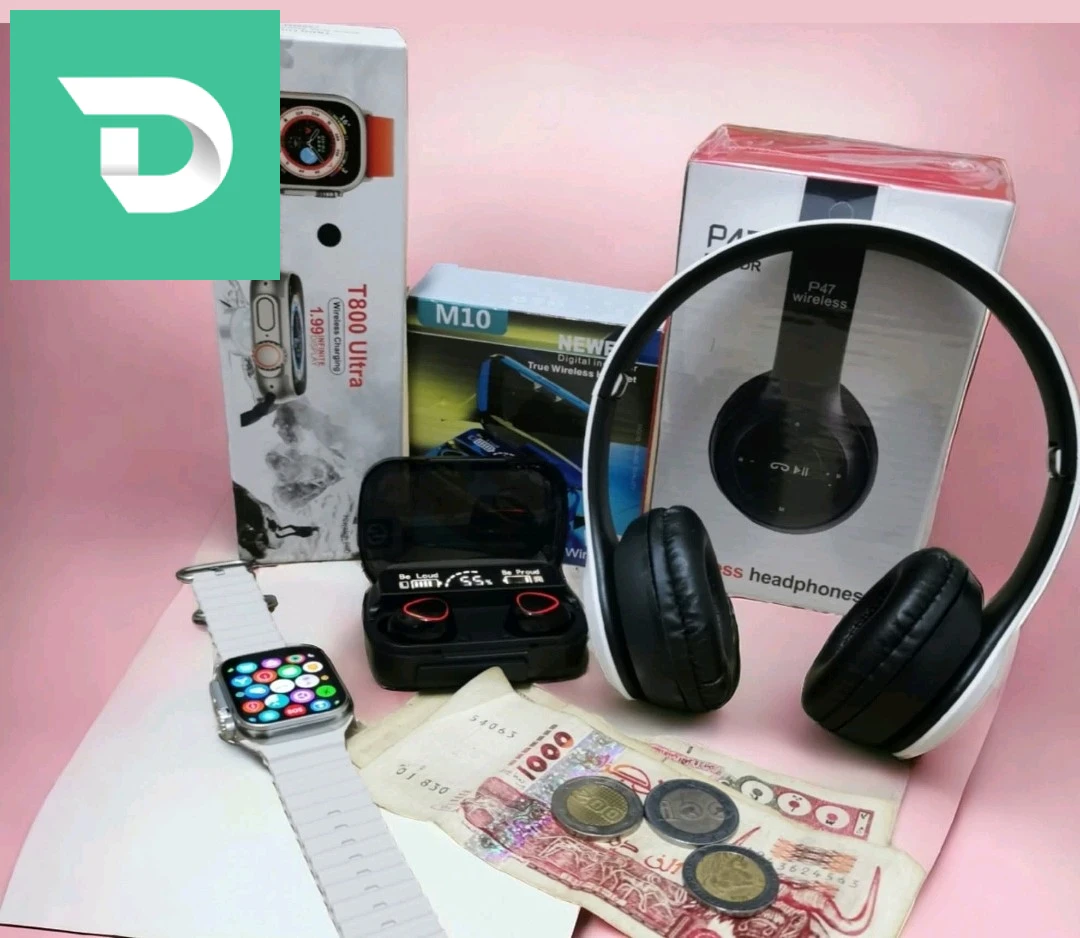 Pack Casque p47+ airpods m10 +t800 smartwatch 